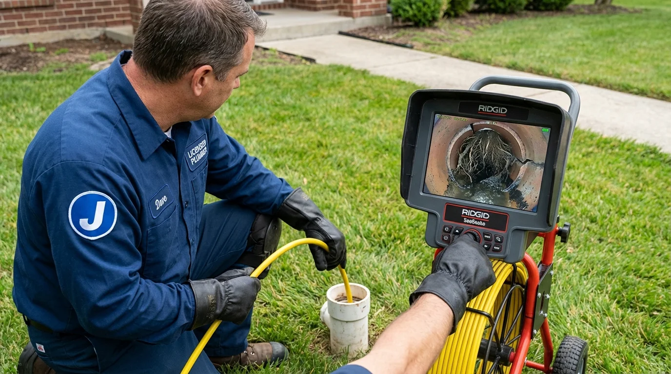 Sewer camera inspection being performed by Johns Plumbing LLC in Basin