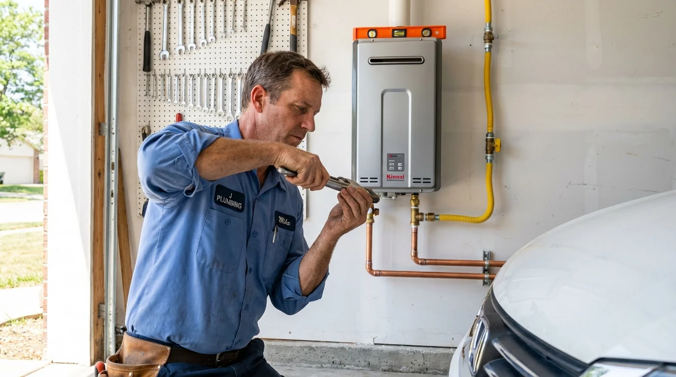 Tankless water heater installation by a Johns Plumbing LLC plumber in Basin